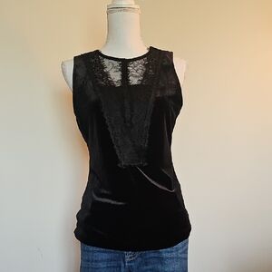 White House Black Market Black Velvet Lace Top